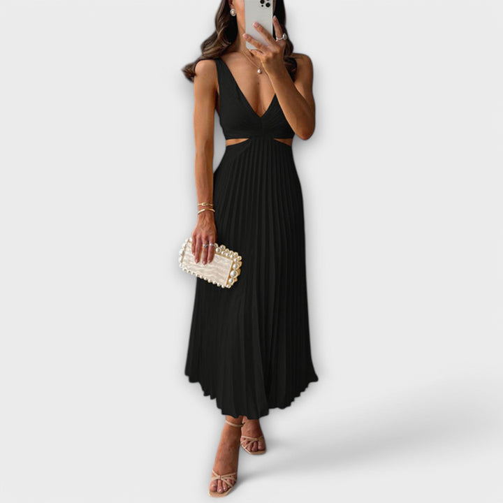 Sasha | Elegant midi evening dress with pleating