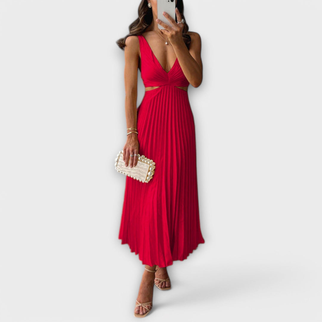 Sasha | Elegant midi evening dress with pleating