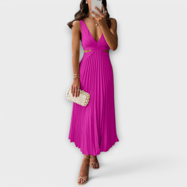 Sasha | Elegant midi evening dress with pleating