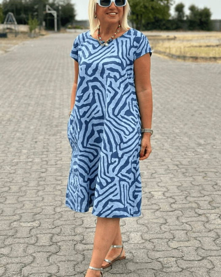 Capri | Summer Dress with Round Neck and Beautiful Print