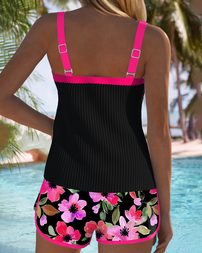 Maren | Swimsuit Tank Top with Floral Boxer Set